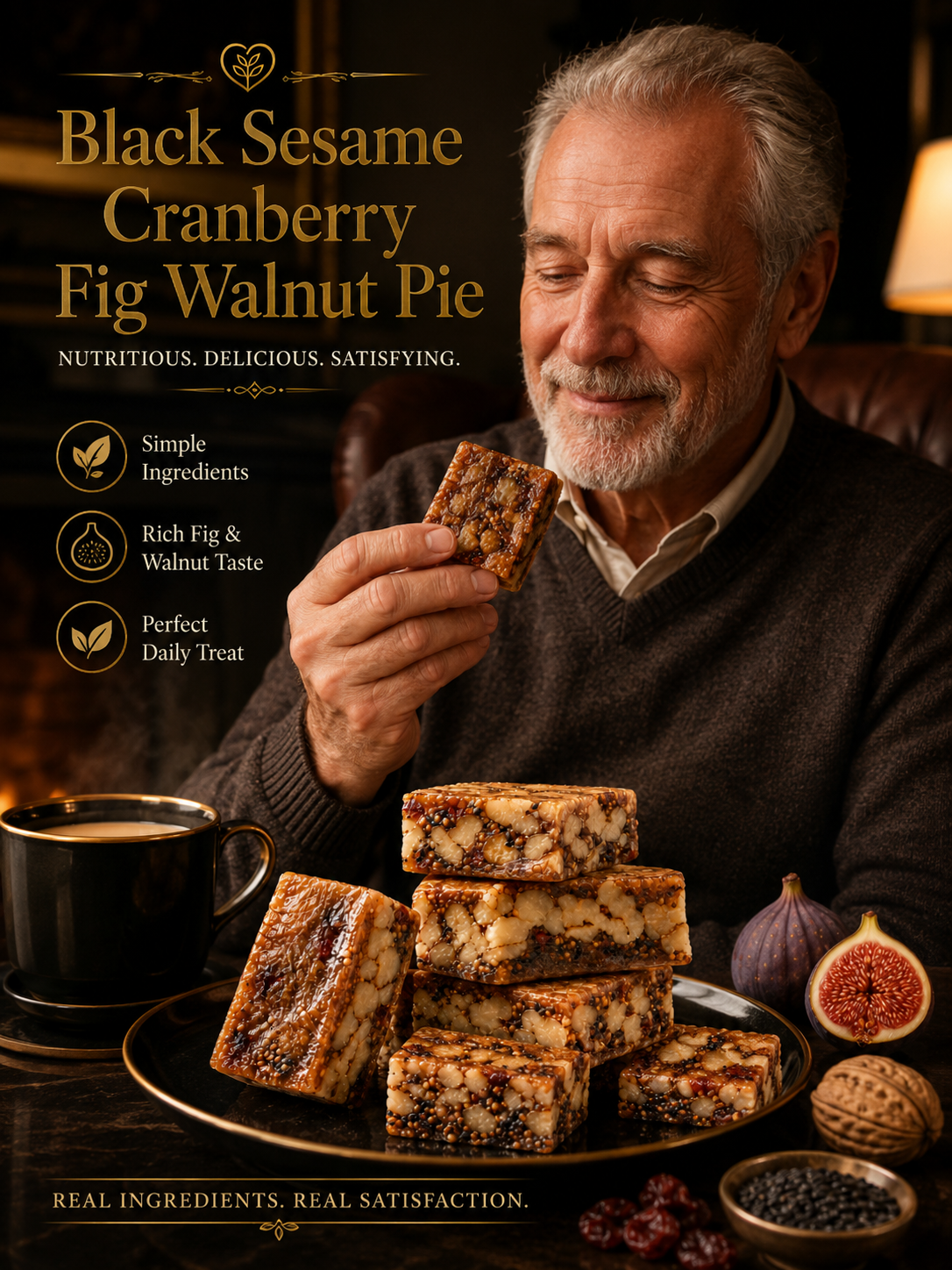🥧 Black Sesame Cranberry Fig Walnut Pie –🌰 Rich, Chewy, Nutty & Loaded with Real Fruit🍒-Sam