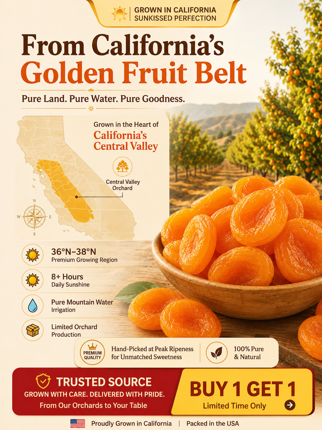 🍑 So Juicy, It’s Hard to Believe They’re Dried! ☀️ California Orchard-Dried Apricots – Soft, Plump & Naturally Sweet-Sam