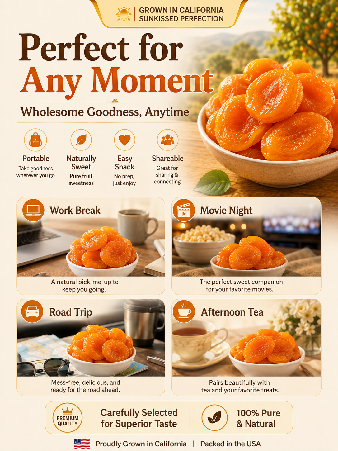 🍑 So Juicy, It’s Hard to Believe They’re Dried! ☀️ California Orchard-Dried Apricots – Soft, Plump & Naturally Sweet-Sam