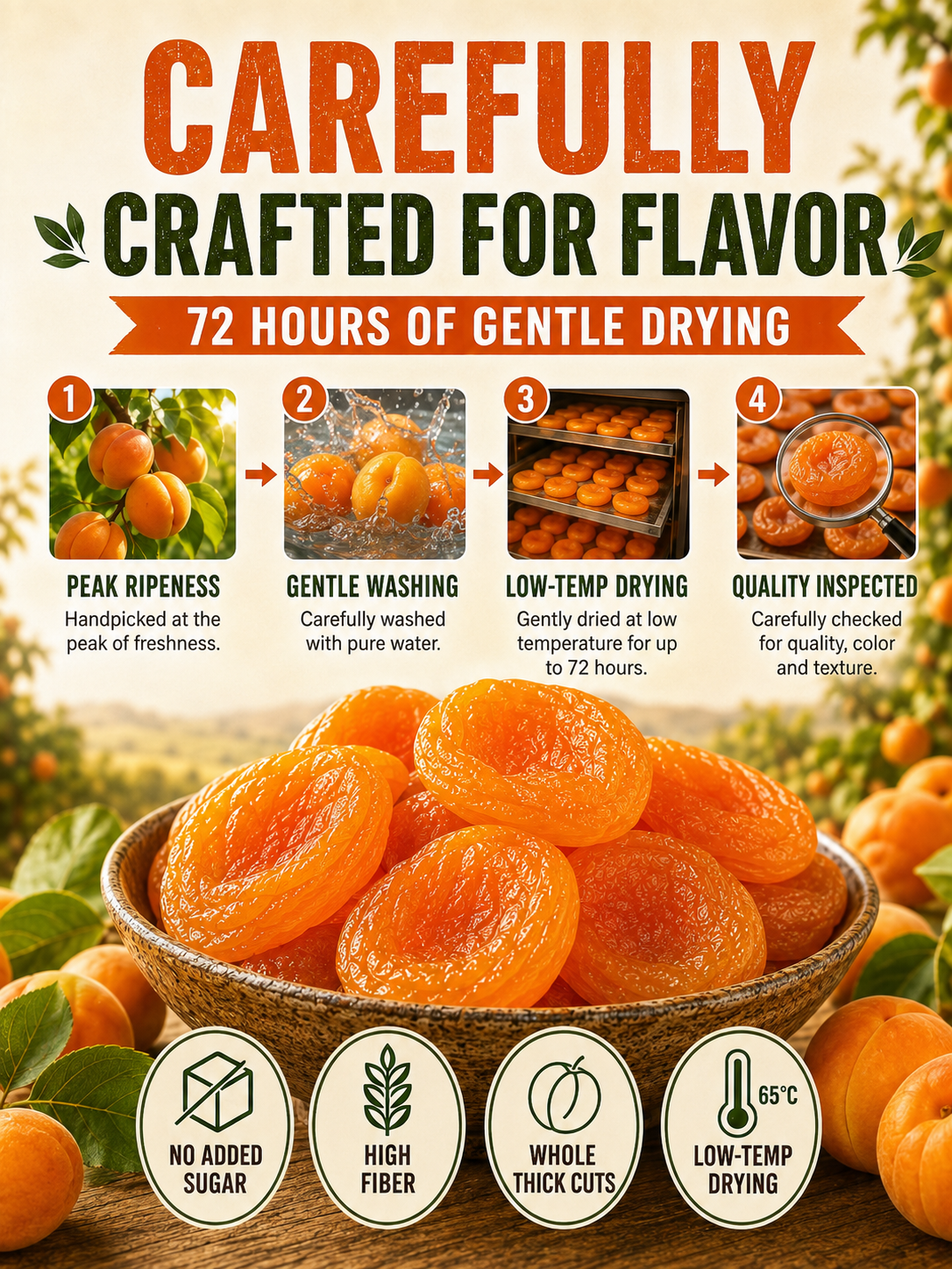 🍑 So Juicy, It’s Hard to Believe They’re Dried! ☀️ California Orchard-Dried Apricots – Soft, Plump & Naturally Sweet-Sam