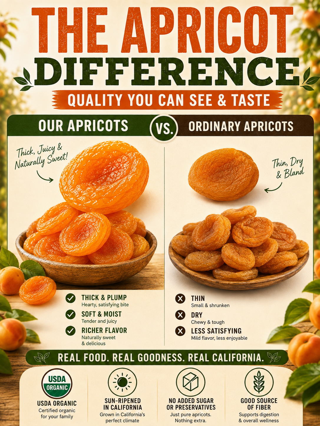 🍑 So Juicy, It’s Hard to Believe They’re Dried! ☀️ California Orchard-Dried Apricots – Soft, Plump & Naturally Sweet-Sam